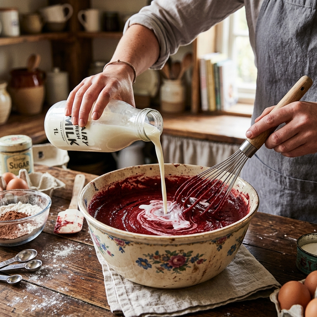 Mixing Velvet Dough